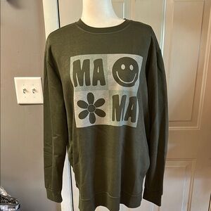 Pink Lily Olive Graphic Sweatshirt